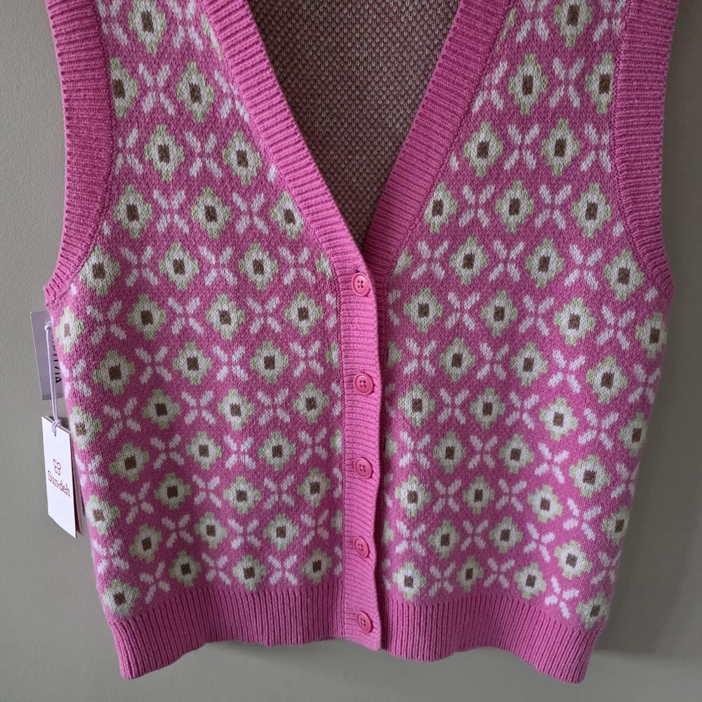 NWT Sunday Best S Y2K Barbie Coquette Girl Cottagecore Wool Blend Knit Vest - Picture 10 of 16